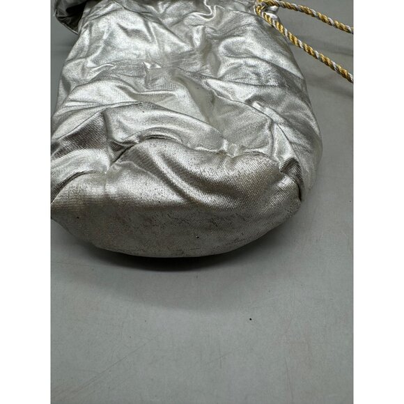 set of 2 Vintage Gold & Silver Drawstring Bag With Tassels 14x7" READ - Picture 6 of 8